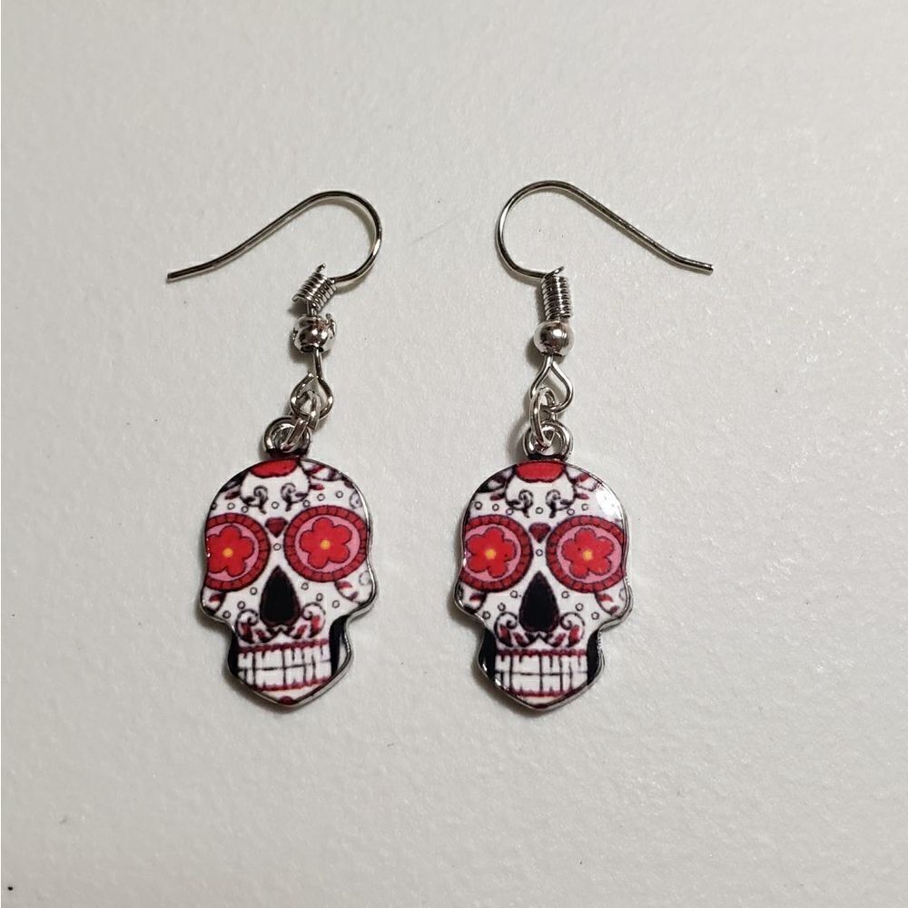 Handmade Halloween Day of the Dead Dia De Muertos skull earrings